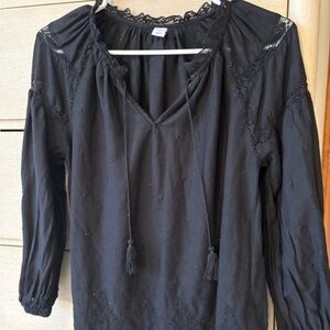 Old Navy Elegant Black Blouse with Lace Trim